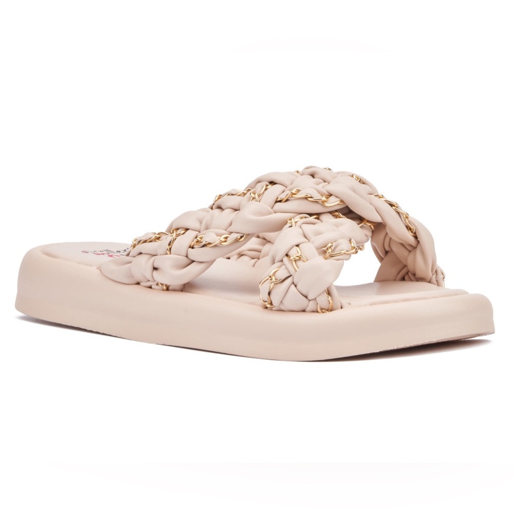 BRAND NEW Olivia Miller Girls LOL Sandals w Gold Chain = sold out online: Size 4